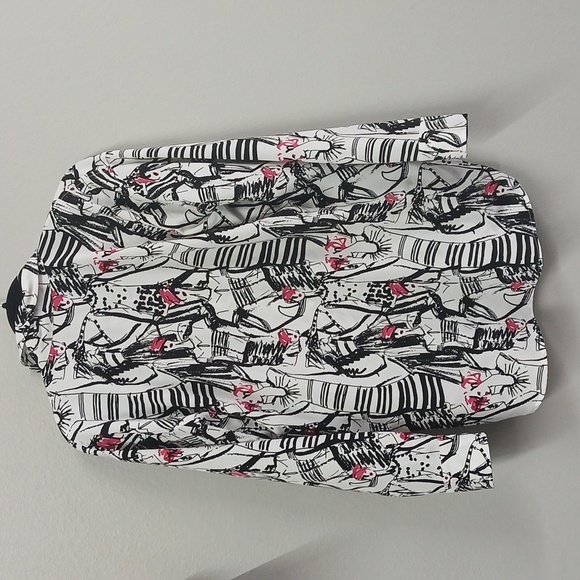 Nwt Karl Lagerfeld Black and White Button Down with Pink Highlights Small - Picture 8 of 8